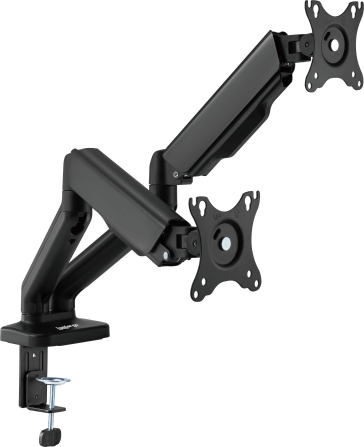 LUNIO ERGO MONITOR ARM CYBOT แขนจับจอ ขาตั้งจอ สีดำ หมุนได้360° ช่วยปรับท่านั่ง ลดดการปวดคอบ่าไหล่ เพิ่มจำนวนจอคอม 2 แขน_0